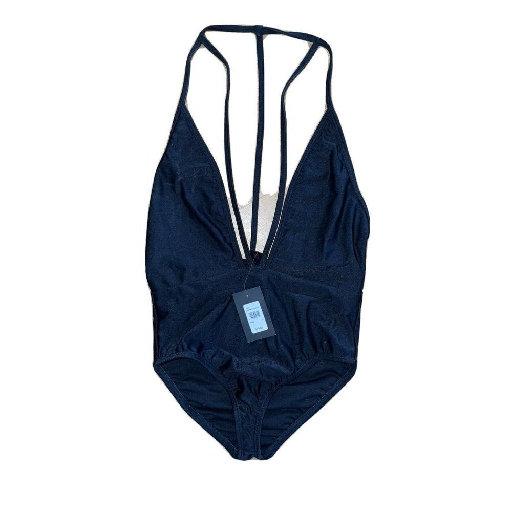 𝅺FREDRICKS of Hollywood One Piece Swim Suit NWTS Black Low Cut 1D